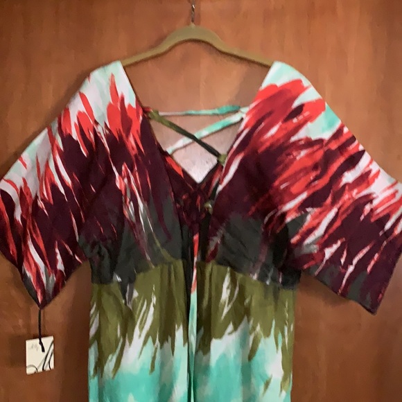 Milly Linen V-Neck Lace-up Back Dress - Picture 4 of 8